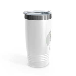 Metanoia Wellness - 20oz Saddle Leaves Ringneck White Tumbler - Right Side View