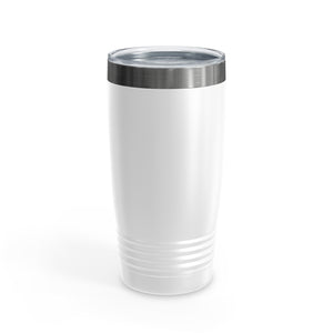 Metanoia Wellness - 20oz Sepia Leaves Ringneck White Tumbler - Back View