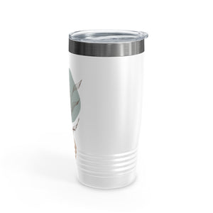 Metanoia Wellness - 20oz Sepia Leaves Ringneck White Tumbler - Left Side View