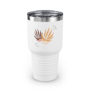 Metanoia Wellness - 30oz Autumn Palms Ringneck Tumbler in White - Front View