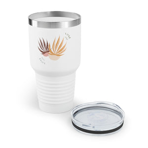 Metanoia Wellness - 30oz Autumn Palms Ringneck Tumbler in White - Open