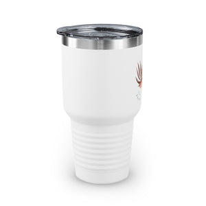 Metanoia Wellness - 30oz Autumn Palms Ringneck Tumbler in White - Right Side View