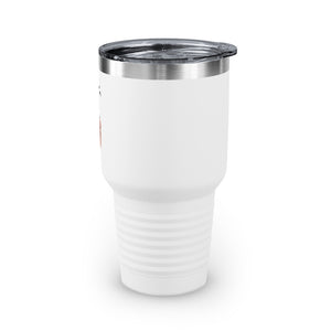 Metanoia Wellness - 30oz Infinity Leaves Ringneck Tumbler in White - Left Side View