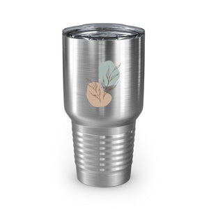 Metanoia Wellness - 30oz Sepia Leaves Ringneck Tumbler in Stainless Steel - Front View