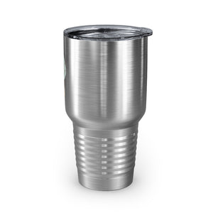 Metanoia Wellness - 30oz Sepia Leaves Ringneck Tumbler in Stainless Steel - Left Side View