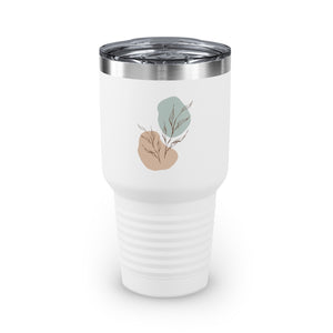 Metanoia Wellness - 30oz Sepia Leaves Ringneck Tumbler in White -
