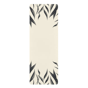 Metanoia Wellness - Black & White Leaves Rubber Yoga Mat - Front View