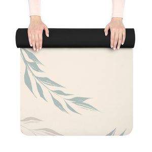 Metanoia Wellness - Ecru Windy Leaves Rubber Yoga Mat - Rolled Up
