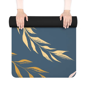 Metanoia Wellness - Seaworthy Windy Leaves Rubber Yoga Mat - Rolled Up