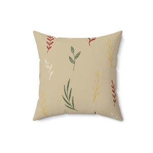 Beige Polyester Square Holiday Pillowcase - Garland