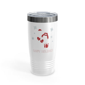 20oz White Ringneck Holiday Tumbler - Red Happy Holidays