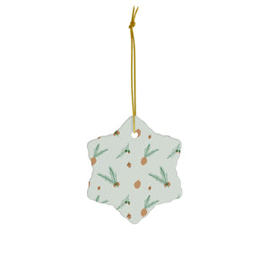Ceramic Holiday Ornament - Pinecones & Acorns