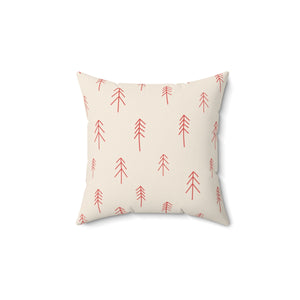 Polyester Square Holiday Pillowcase - Red Evergreen