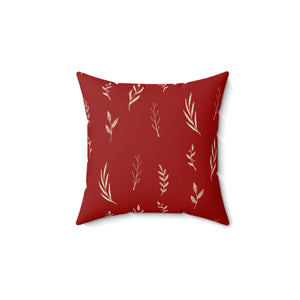 Red Polyester Square Holiday Pillowcase - Garland