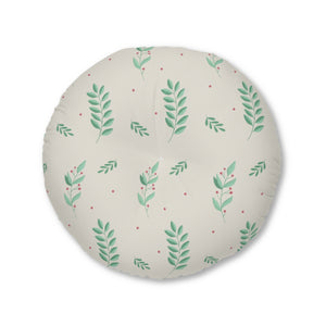 Round Tufted Holiday Floor Pillow - Large Holly