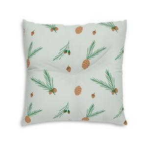 Square Tufted Holiday Floor Pillow - Pinecones