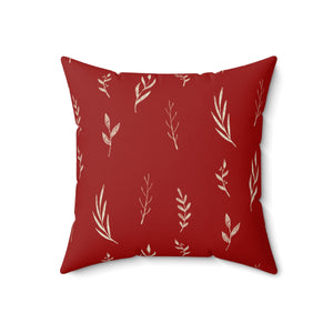 Red Polyester Square Holiday Pillowcase - Garland
