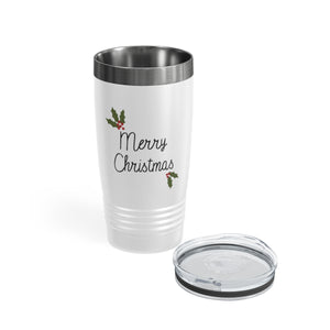 20oz White Ringneck Holiday Tumbler - Holly Merry Christmas
