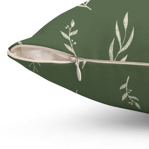 Green Polyester Square Holiday Pillowcase - Garland