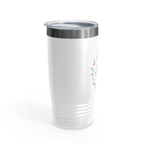 20oz White Ringneck Holiday Tumbler - Colorful Wreath
