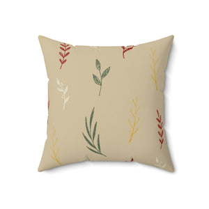 Beige Polyester Square Holiday Pillowcase - Garland