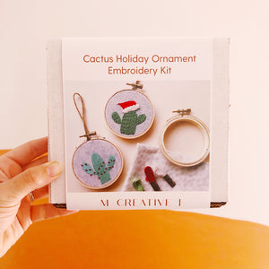 DIY Cactus Holiday Ornament Embroidery Kit