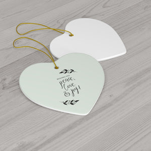 Ceramic Holiday Ornament - Peace, Love & Joy