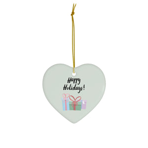 Ceramic Holiday Ornament - Happy Holidays & Presents