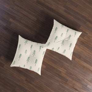 Square Tufted Holiday Floor Pillow - Evergreen