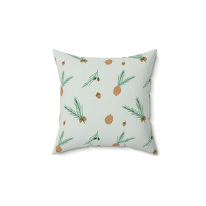 Polyester Square Holiday Pillowcase - Pinecones