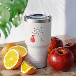30oz White Ringneck Holiday Tumbler - Merry Little Christmas
