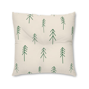 Square Tufted Holiday Floor Pillow - Evergreen