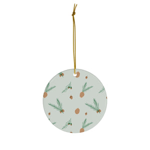 Ceramic Holiday Ornament - Pinecones & Acorns