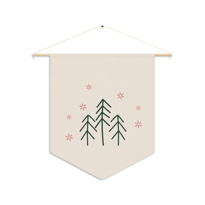 Holiday Pennant - Evergreen Trees & Red Snowflakes