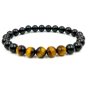 Tiger Eye & Ebony Blackwood Mala Beaded Bracelet