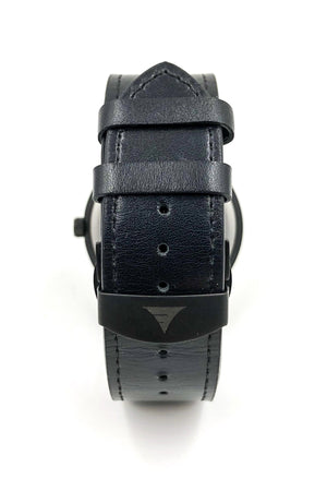 Multi Bamboo & Black Leather Watch