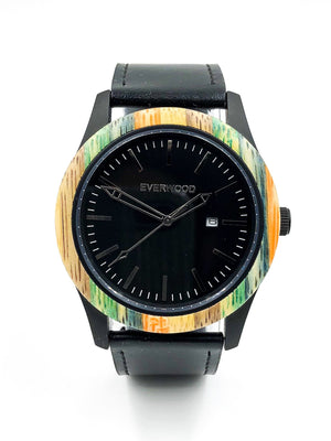 Multi Bamboo & Black Leather Inverness Watch