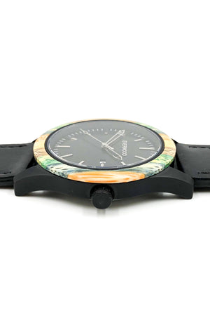 Multi Bamboo & Black Leather Inverness Watch