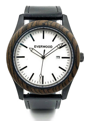 Walnut & Black Leather Watch