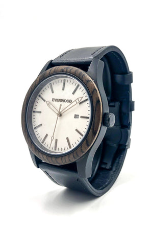 Walnut & Black Leather Watch