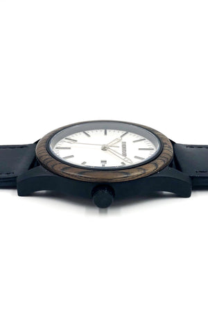Walnut & Black Leather Watch