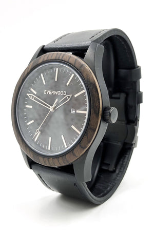 Walnut & Black Leather Inverness Watch