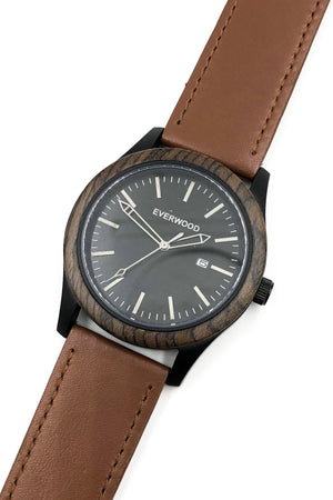 Black Walnut & Brown Leather Inverness Watch