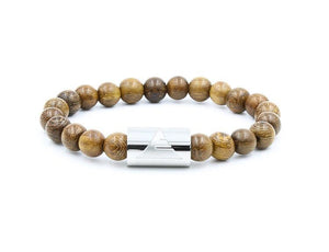 Timber - Dark Brown Sandalwood & Gold Mala Beaded Bracelet
