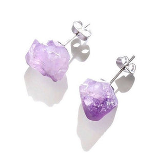 Raw Amethyst Stud Earrings