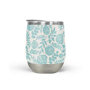 Baby Blue Floral Wine Tumbler