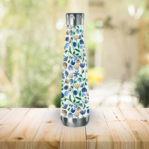 Blue Ink Floral Water Bottle