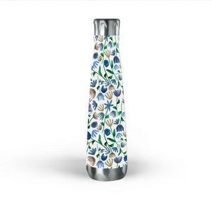 Blue Ink Floral Water Bottle