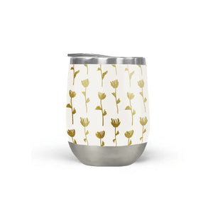 Gold Ink Flower Wine Tumbler