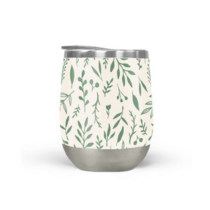 Green Falling Leaves Wine Tumbler